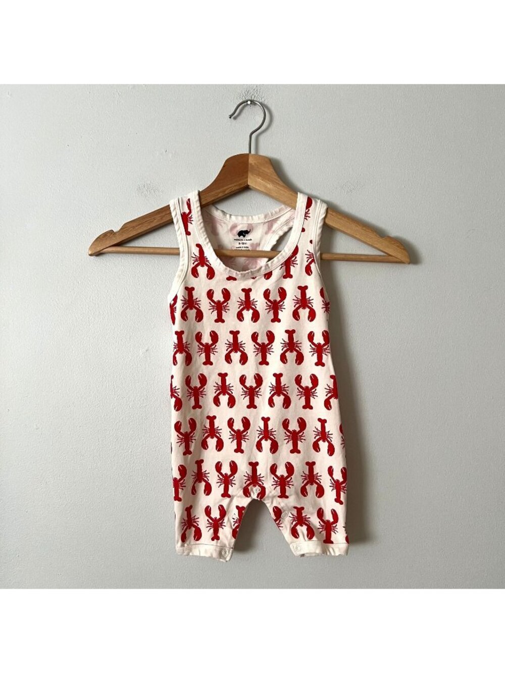 Monica & Andy Red & White Sleeveless Lobster Romper Infant Size 9-12 Months